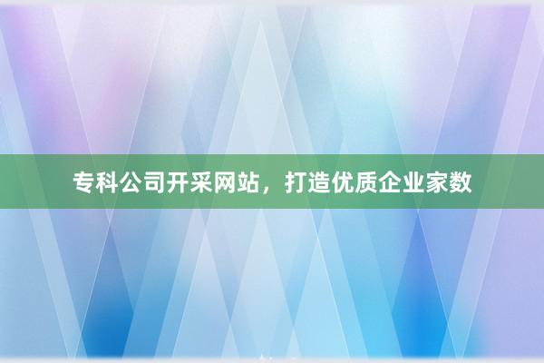 专科公司开采网站，打造优质企业家数